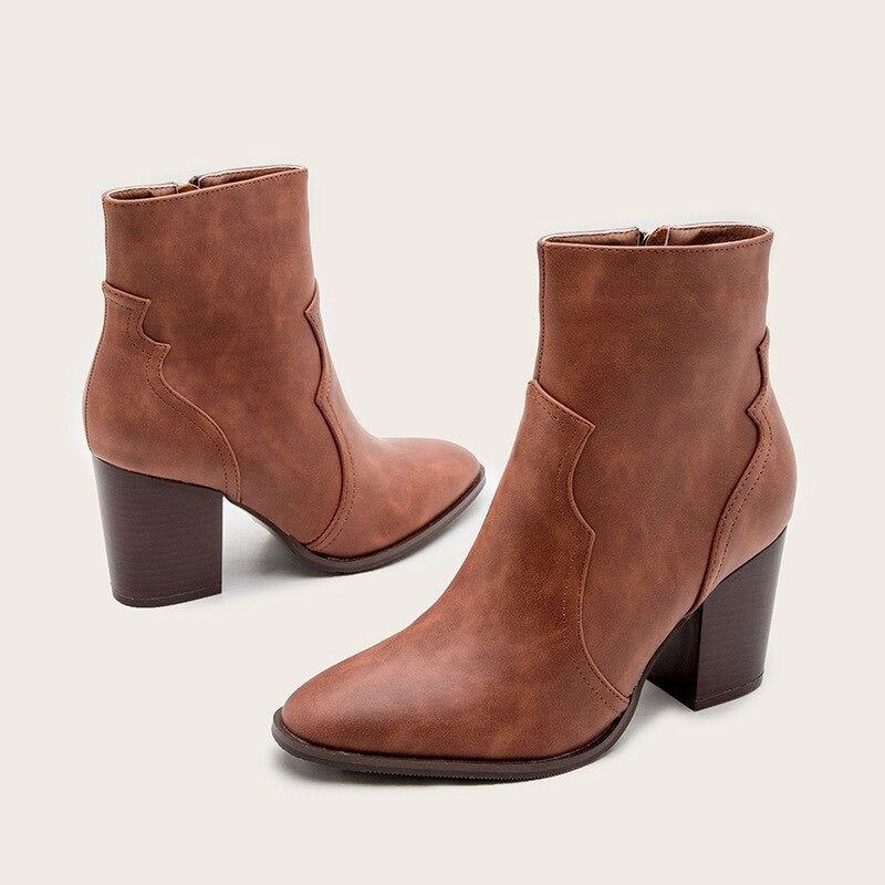 Bottines Femme Cuir Talon Fabiana (Nouvelle Collection)